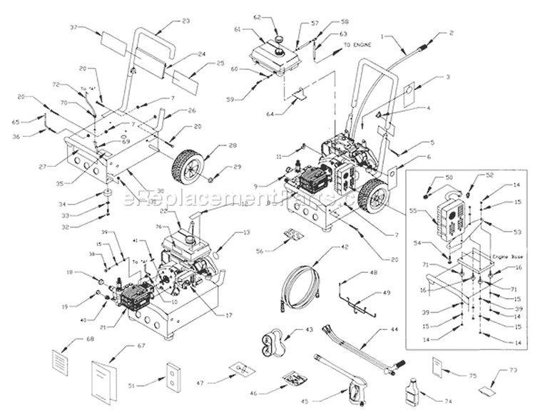 Page A Diagram and Parts List for 1293-0  Briggs and Stratton Pressure Washer